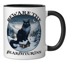Beware The Jolakotturinn Yule Cat Icelandic Christmas Norse Ceramic Mug  Blac   
