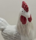 Vintage  Hand Painted Hen   Rooster  With Chicks Ceramic Figurine  Preowned