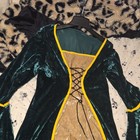 Green Velvet Medieval Renaissance Dress Gold Trim Lace-up Front For Women