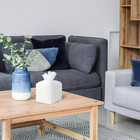 Tissue Box Cover Holder Square Tissue Cube Cover Pu Leather Tissue Organizer Wit