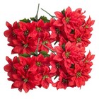7-head Artificial Silk Fabric Bouquet Christmas Red Poinsettia Bushes Decoration