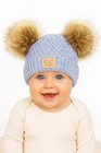 C c Baby Infant Winter Warm Diagonal Tripes Criss Cross Pom Pom Beanie Hat