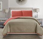 Embossed Geometric Reversible Bedspread quilt coverlet With Sham Set  coral  Que