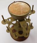 Antique Thread Spool Holder   Pincushion Two-tiers Spinning Sewing Stand C  1900