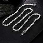 4mm Solid 925 Sterling Silver Italian Rope Chain Necklace Diamond Cut Style