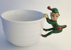 Vintage Green Pixie Elf With Lady Bug Rubber Pot Cup Hanger Or Sitting Christmas