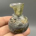 Very Rare Shape Ancient Roman Glass Bottle With Stunning Patina