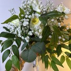 White Artificial Bridal Bouquet Roses Baby   s Breath Eucalyptus Wedding Florals