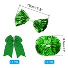 2pcs Cheerleading Pom Poms With Baton Handle And 2pcs Large Hair Bow Green