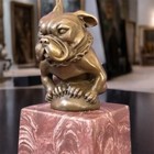 Bronze Sculpture Statue Bulldog Figurine Dog Marble Rare Old Decor Gift Vintage