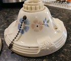 Two Matching Vintage Floral Ceiling Light Fixtures Porcelain 6  Deco Pull Chain