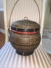 Antique Asian Chinese Japanese Wicker Vintage Basket With Handle