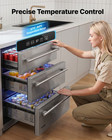 24in 3 Drawer Beverage Refrigerator Stainless Steel Undercounter Drink Fridge