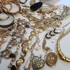 Huge Vintage Gold Tone Jewelry Lot 55 Pieces 4  Lbs Collection Estate Layering