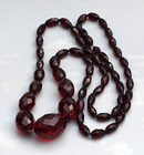 Lovely Antique   Vintage Art Deco Faceted Cherry Bakelite Beaded Necklace