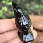 Raven Statue Home Decor Natural Obsidian Carved Gemstone Crow Bird Figurine