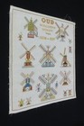 Vintage  Rare  1450-1827 Holland Old Dutch Windmill Needlework Sampler  Large