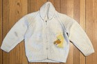 Vintage 70s Kids Sesame Street Big Bird Cowican Knit Sweater Full Zip Cardigan