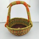 Alaffia African Bolga Market Basket Woven Handmade Natural Straw Grass Boho Dyed