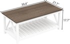 Farmhouse Coffee Table  Rustic Vintage Living Room Table With Shelf  40 White