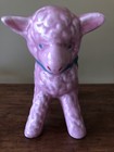 Vintage Textured Ceramic Pink Lamb Planter Nursery Baby Tall Heavy Euc