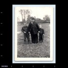 Old Vintage Photo Trio Boys Only Standing In Yard Holding Hands Snapshot
