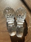 Nice  2  Vintage Heavy Clear Faceted  Cut Crystal Glass Decanter Bottle Stopper