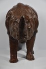 Vintage Leather Wrapped Rhinoceros Statue Figure 17  Long Large Safari Africa