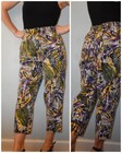 Vintage Parachute Hammer Pants 80s Colorful Cotton Elastic Waist Abstract Print