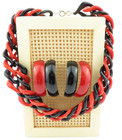 Red   Black Chunky Acrylic Link Chain Necklace W red black Metal Earrings Set
