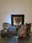 Lot Of Six Owls   5 Decorative Wall Hangings   1 Trivet 
