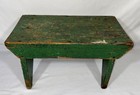 Antique Primitive Style Wood Cricket Foot Stool Old Green Paint 17 x9 25 x9 25 