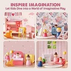  Wooden Dollhouse For Girls - 6 Rooms Wooden Doll House  Diy Pretend Dream 