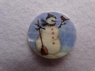 Precious Large 1-3 8  Mother Of Pearl  Christmas Snowman   Red Bird Button