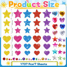 1737 Pcs Glitter Foam Stickers   Gem Stickers  Gem Stickers hearts   Stars