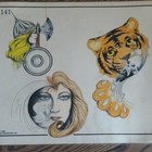 Spaulding   Rogers Tattoo Flash Sheet K141 Tiger Face Viking Woman Portrait