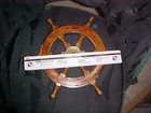 Nautical Wooden Ship Steering Wheel Brass 12 Inch  Pre-owned W keyway 