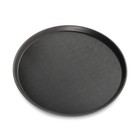 New Star Foodservice 16  Non-slip Plastic Rubber Lined Round Serving Tray Black