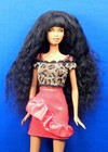 Barbie Doll Wig Size 4 Tibetan Lamb Mohair Ooak Custom  126 Black Xlong Bangs