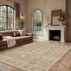 Purecozy Washable Area Rug 8x10 Light Brown Distressed Vintage Carpet   Large   