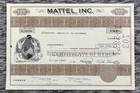 Mattel  Inc  Stock Certificate  issued October 13  1971  Vintage