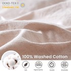 100  Washed Cotton Duvet Cover Set 3pcs With Bowknot Ties Strap Solid Color L   