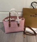 Nwt Mollie Tote Bag 25 Signature Canvas With Charms Cer24 Gold powder Pink