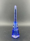 Antique 1920   s Czech Art Deco Blue Cut Glass Perfume Bottle Rare  glows 