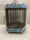 Antique Chinese Oriental Cloisonn   Enamel Floral Brass Cricket Cage W  Zodiac 