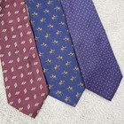 Lot Of 3 Vintage Ralph Lauren Ties Silk Equestrian Polo Player Horses Geo Lrl