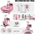 8in1 Heat Press Machine 15 x15  Sublimation Transfer T-shirt Mug Plate Hat Pink