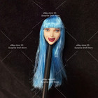 1 6 Blue Hair Cute Elf Beauty Girl Head Sculpt Carved Model For 12  Female Figur