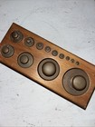 Vintage Set Of Brass Avd Scale Mixed Lot Weights In Wooden Holder