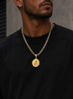 Gold Initial Necklace  14k Heavy Plated Gold  7mm Curb Chain For Men